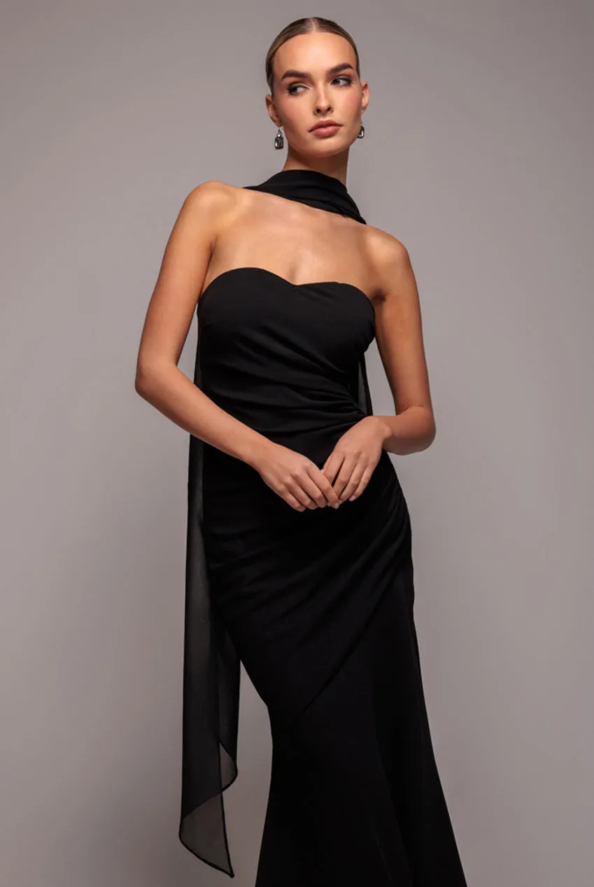 Chiffon Scarf - Black by Goddiva sold by Goddiva