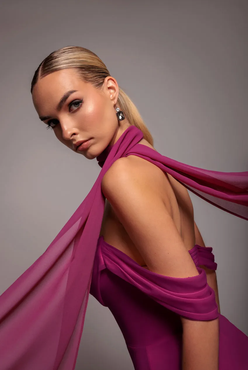 Chiffon Scarf - Magenta by Goddiva sold by Goddiva