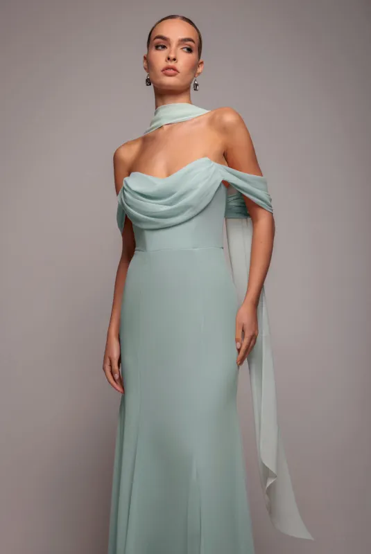 Chiffon Scarf - Sage Green by Goddiva sold by Goddiva