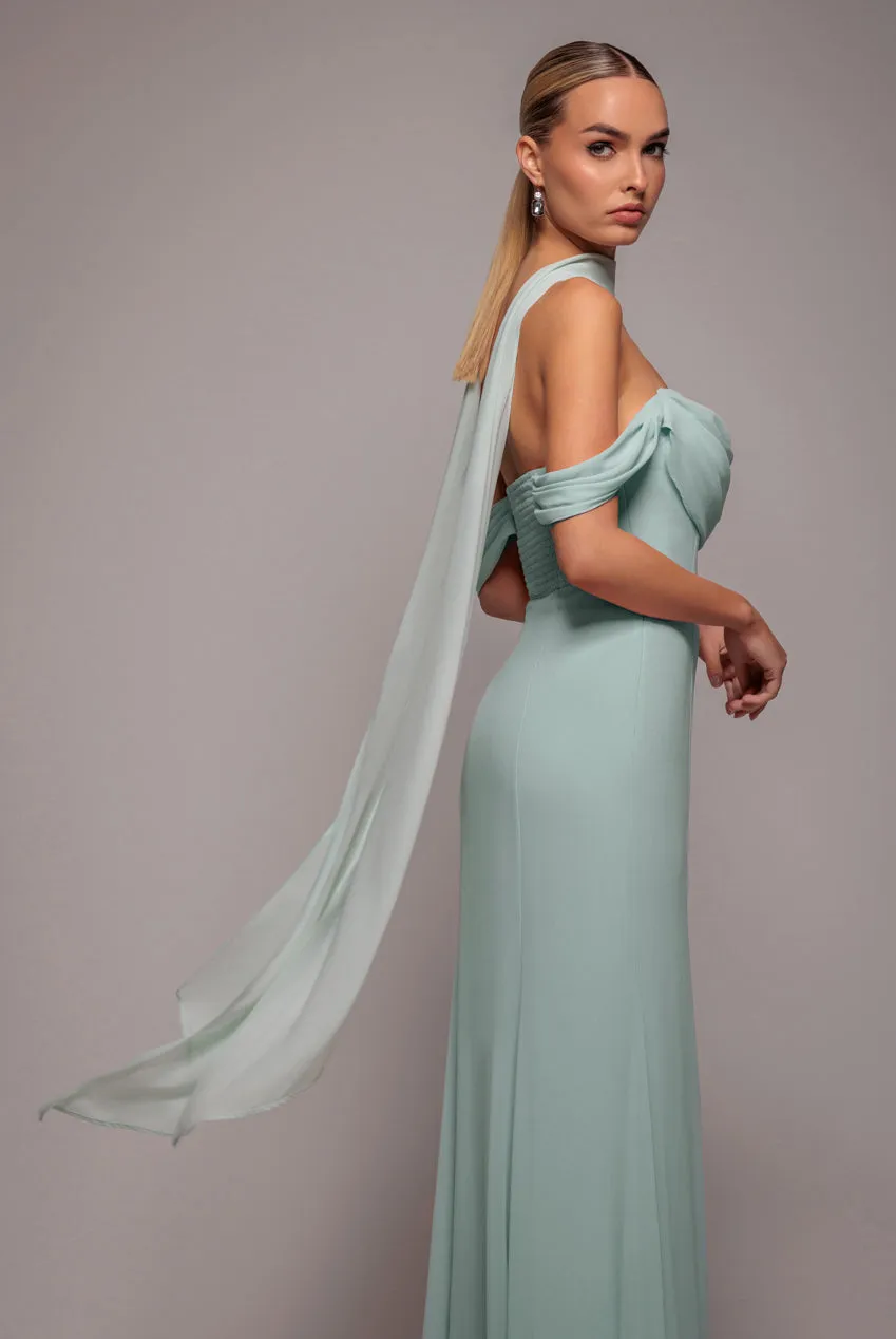 Chiffon Scarf - Sage Green by Goddiva sold by Goddiva product image thumbnail 2