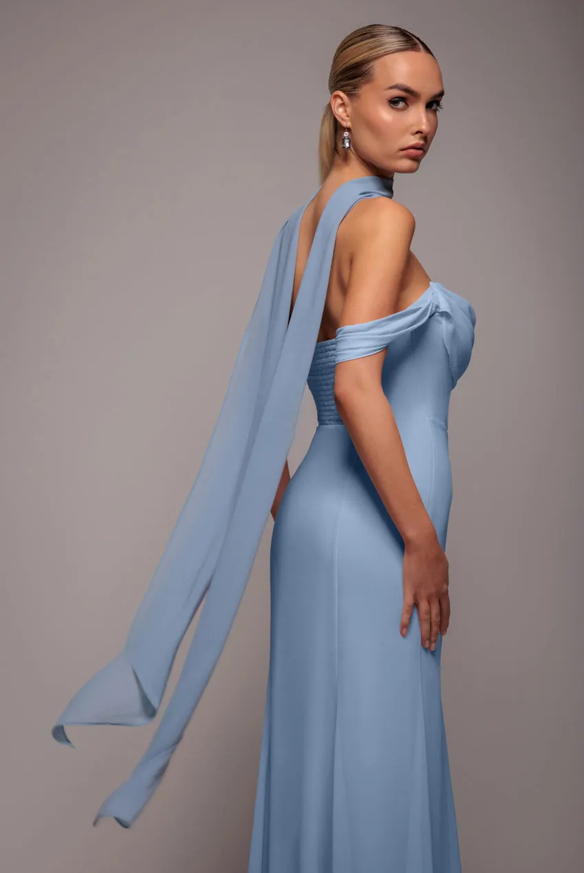 Chiffon Scarf - Dusky Blue by Goddiva sold by Goddiva product image thumbnail 3