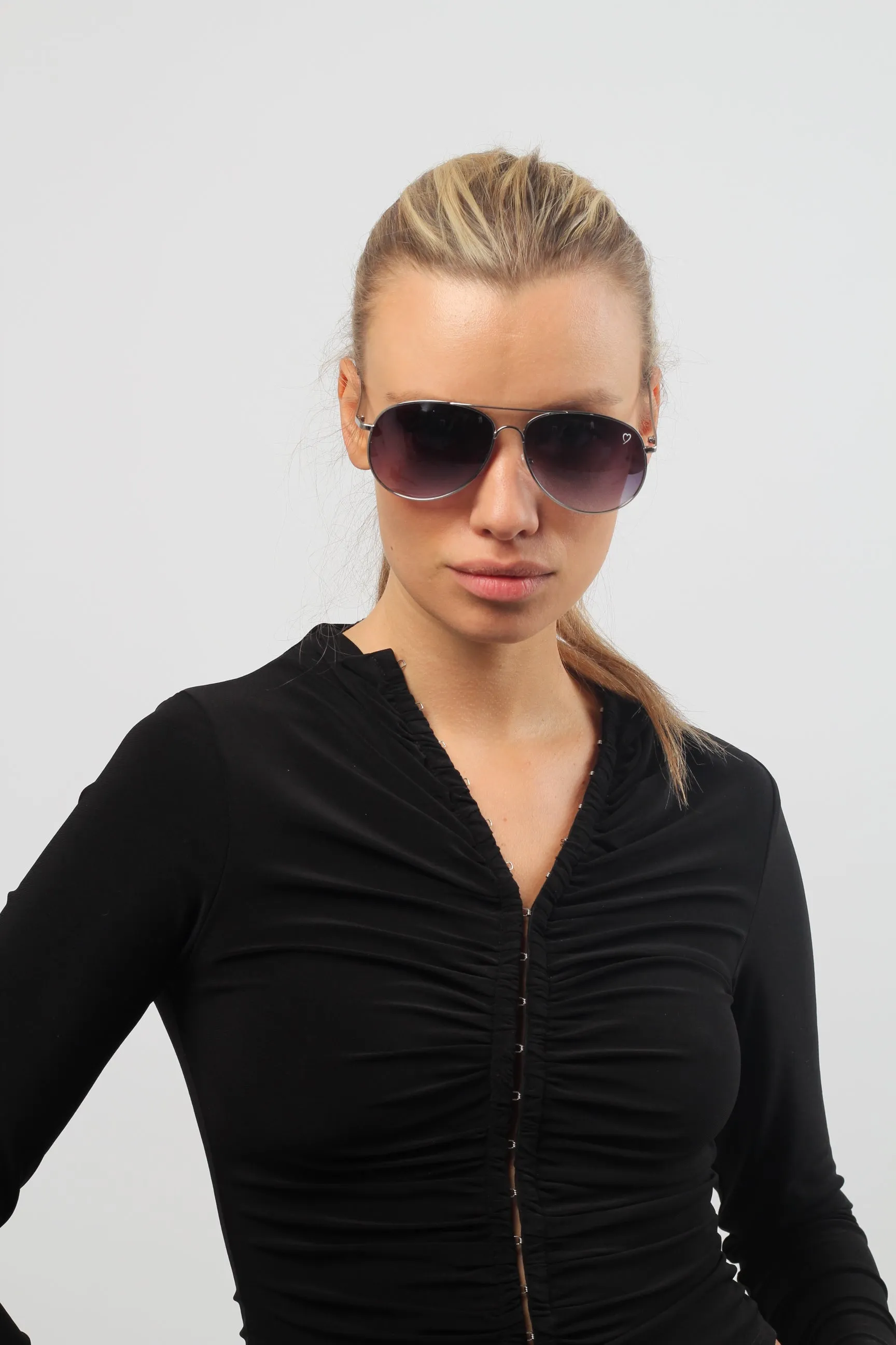 Ruby Rocks Classic Casablanca Aviator Sunglasses In Shiny Gold sold by Goddiva product image thumbnail 4