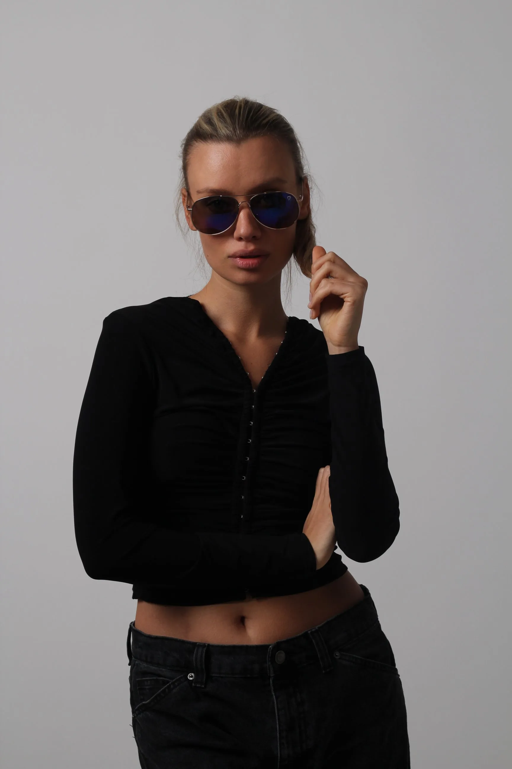 Ruby Rocks Classic Casablanca Aviator Sunglasses In Shiny Gold sold by Goddiva product image thumbnail 2