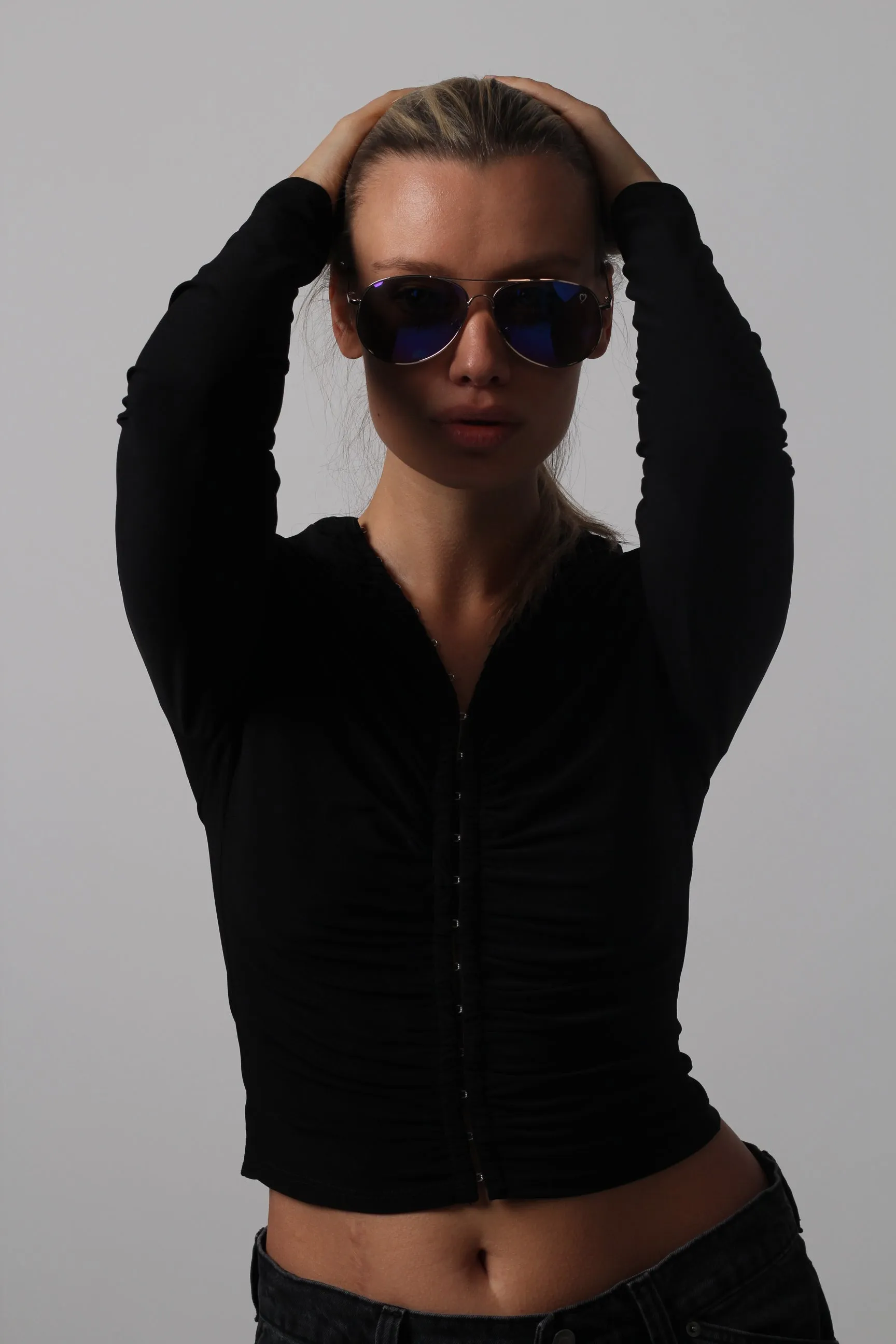 Ruby Rocks Classic Casablanca Aviator Sunglasses In Shiny Gold sold by Goddiva product image thumbnail 3