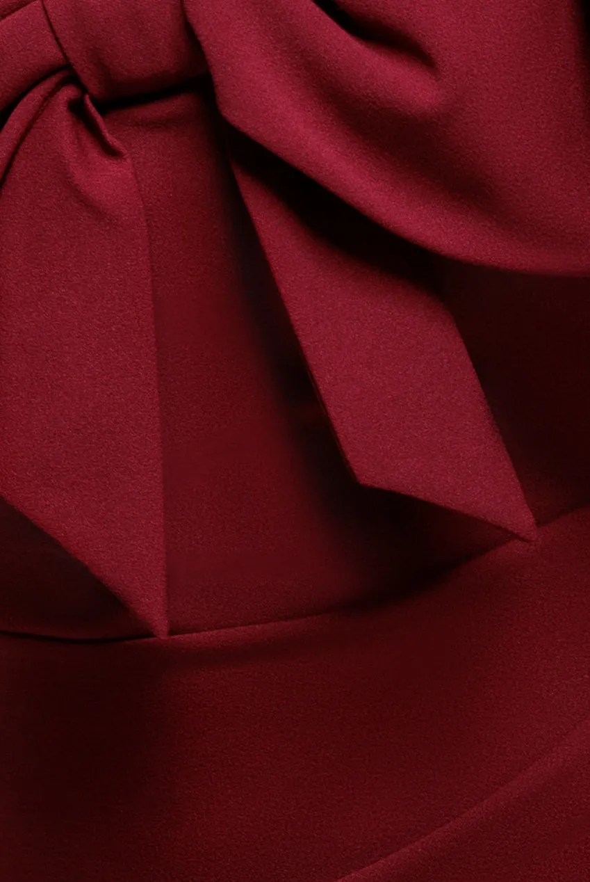 Cape Sleeve Detail Front Tie Maxi Dress - Wine by Goddiva sold by Goddiva product image thumbnail 4