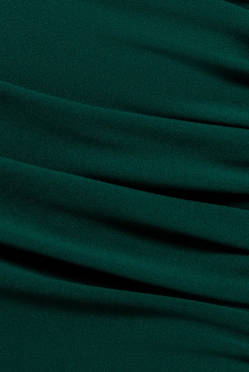 Pleated One Shoulder Bardot Fit And Flare Maxi Dress - Emerald Green by Goddiva sold by Goddiva product image thumbnail 4