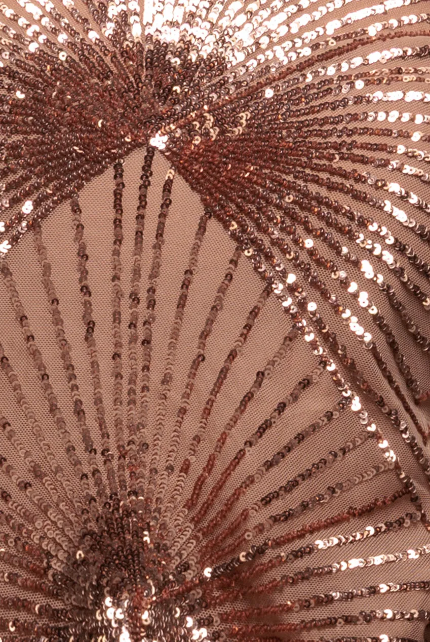 Sequin Starburst Cape Sleeve Top - Champagne by Goddiva sold by Goddiva product image thumbnail 5