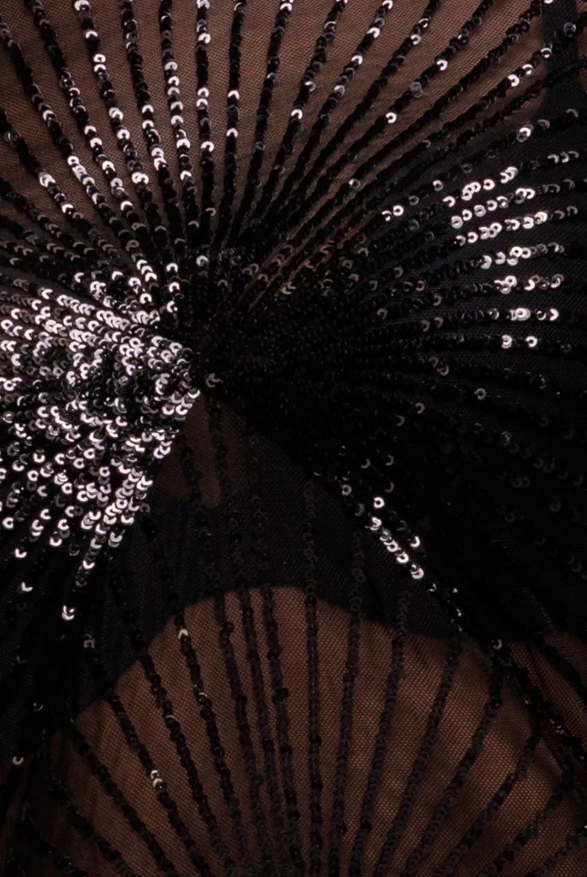 Sequin Starburst Cape Sleeve Top - Black by Goddiva sold by Goddiva product image thumbnail 5