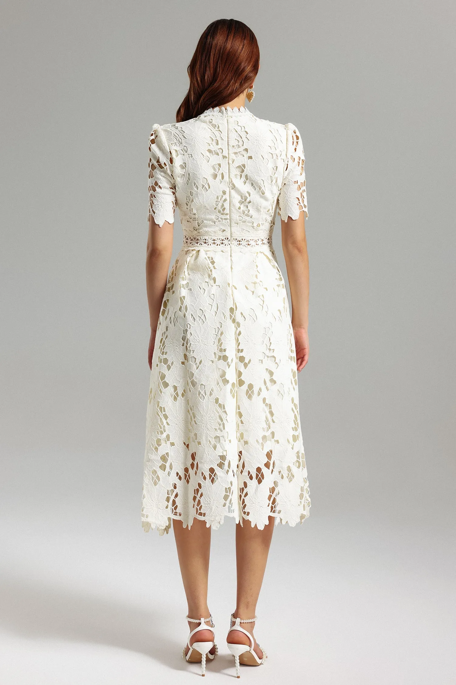 Jaca Lace Midi Dress by Bella Barnett sold by Goddiva product image thumbnail 4
