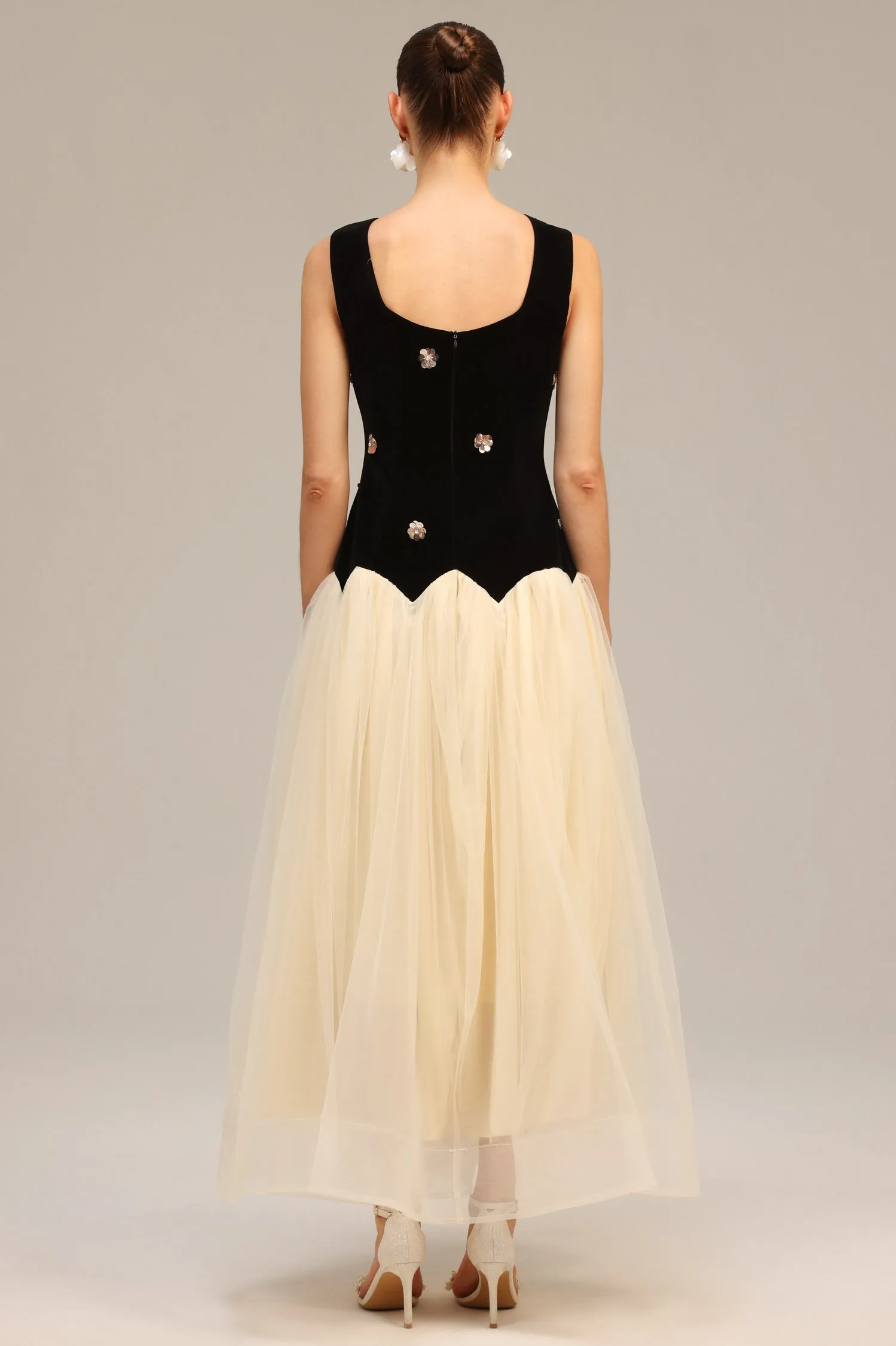 Roto Sleeveless Sequin Flowers Maxi Dress by Bella Barnett sold by Goddiva product image thumbnail 5