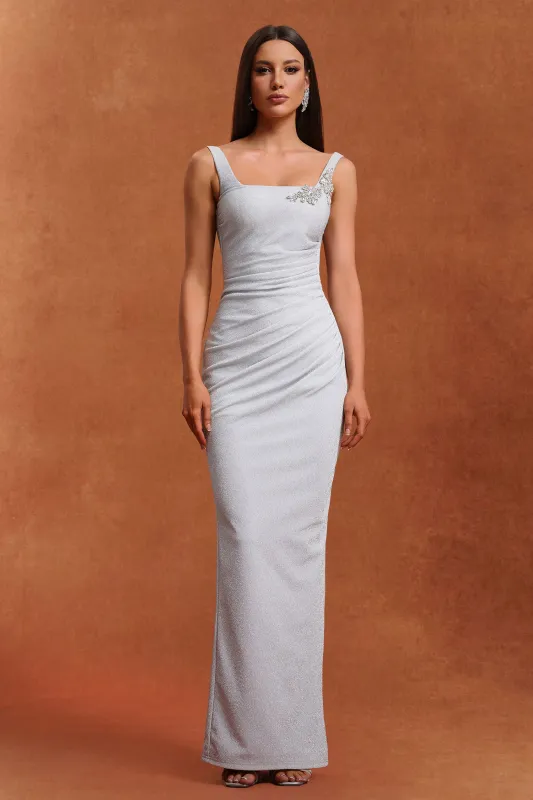 Ritana Sleeveless Diamond Wrinkles Maxi Dress by Bella Barnett sold by Goddiva