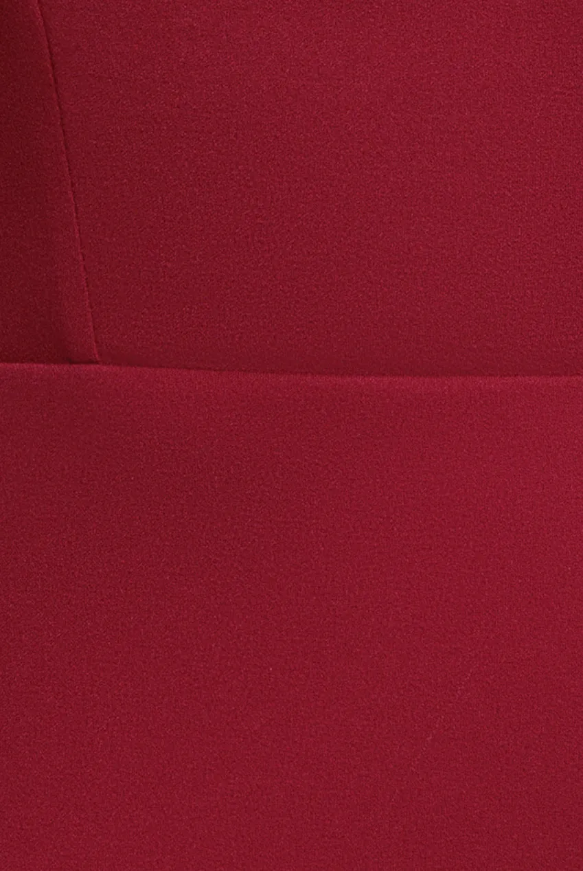 Plunging Neck Pleated Sleeve Scuba Mini Dress - Burgundy Red by Goddiva sold by Goddiva product image thumbnail 4