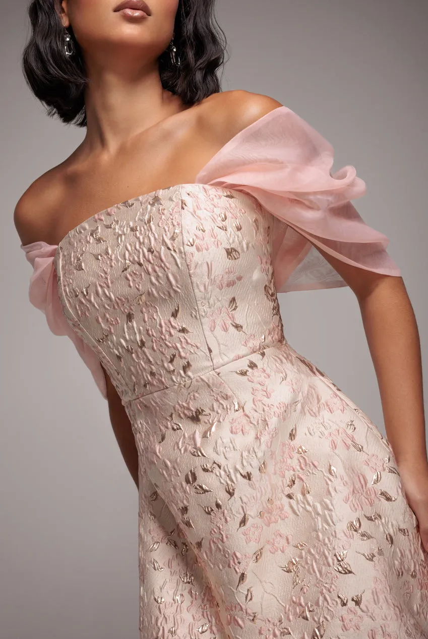 Lace Up Jacquard Mini Dress With Organza Wings - Blush Pink by Goddiva sold by Goddiva product image thumbnail 3