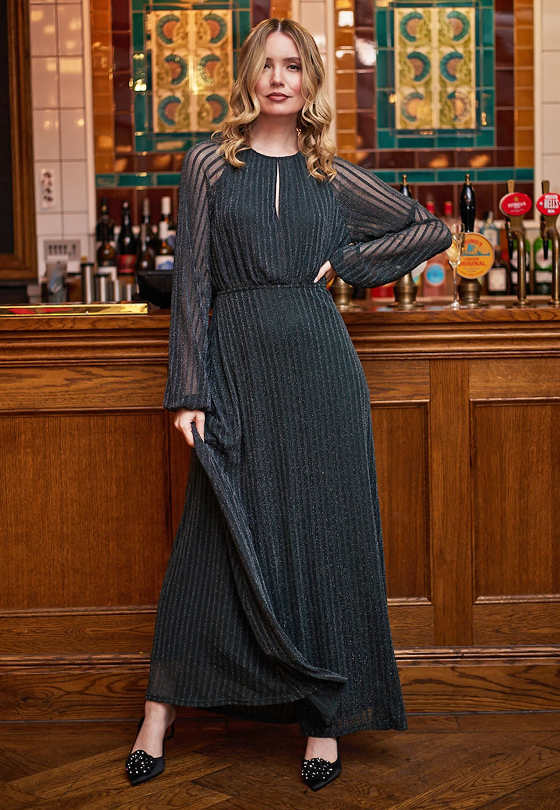 Maxi Mesh Dress In Green by Angeleye sold by Goddiva product image thumbnail 3