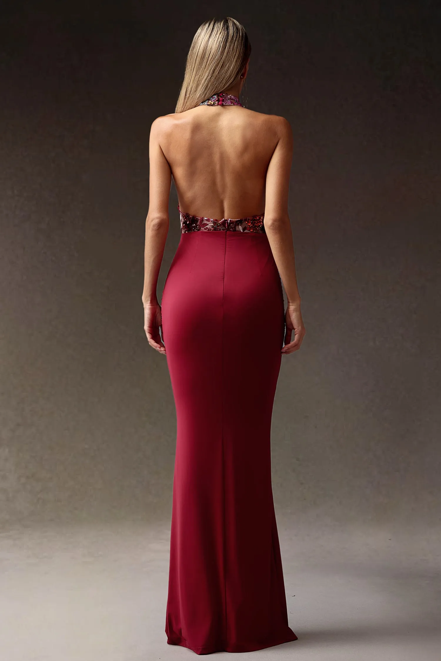 Elisabeth Flowers Sequins Slim Maxi Dress by Bella Barnett sold by Goddiva product image thumbnail 5