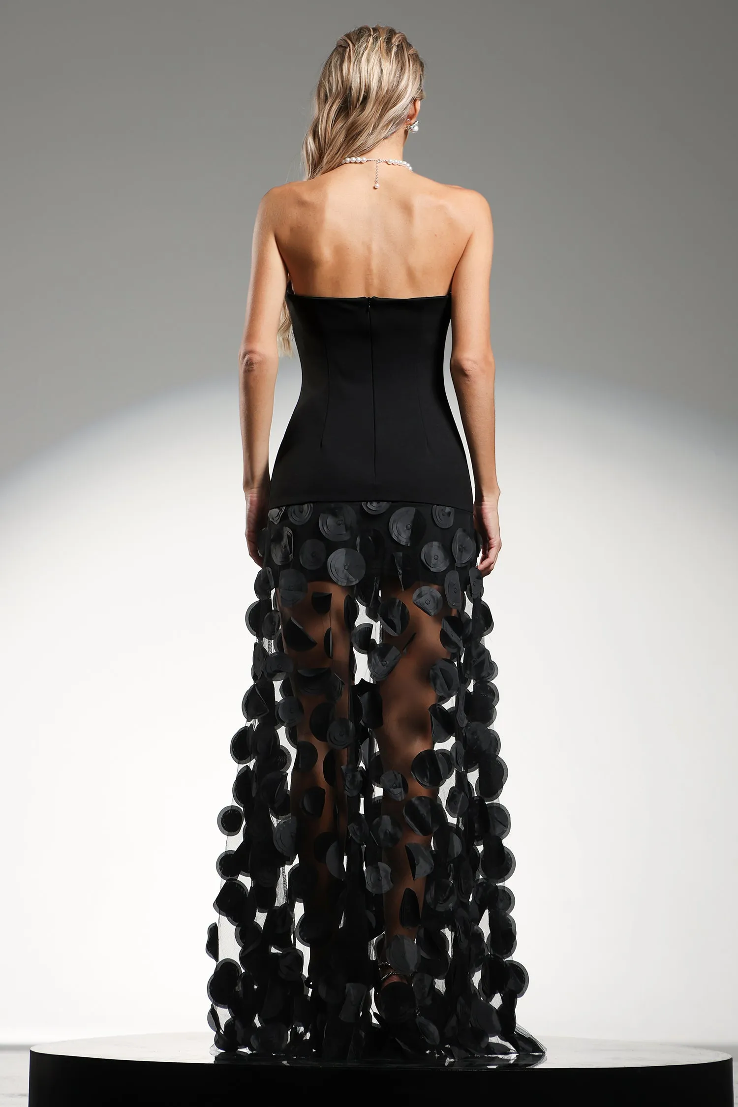 Falzer Sleeveless Netting Wafer Maxi Dress by Bella Barnett sold by Goddiva product image thumbnail 3