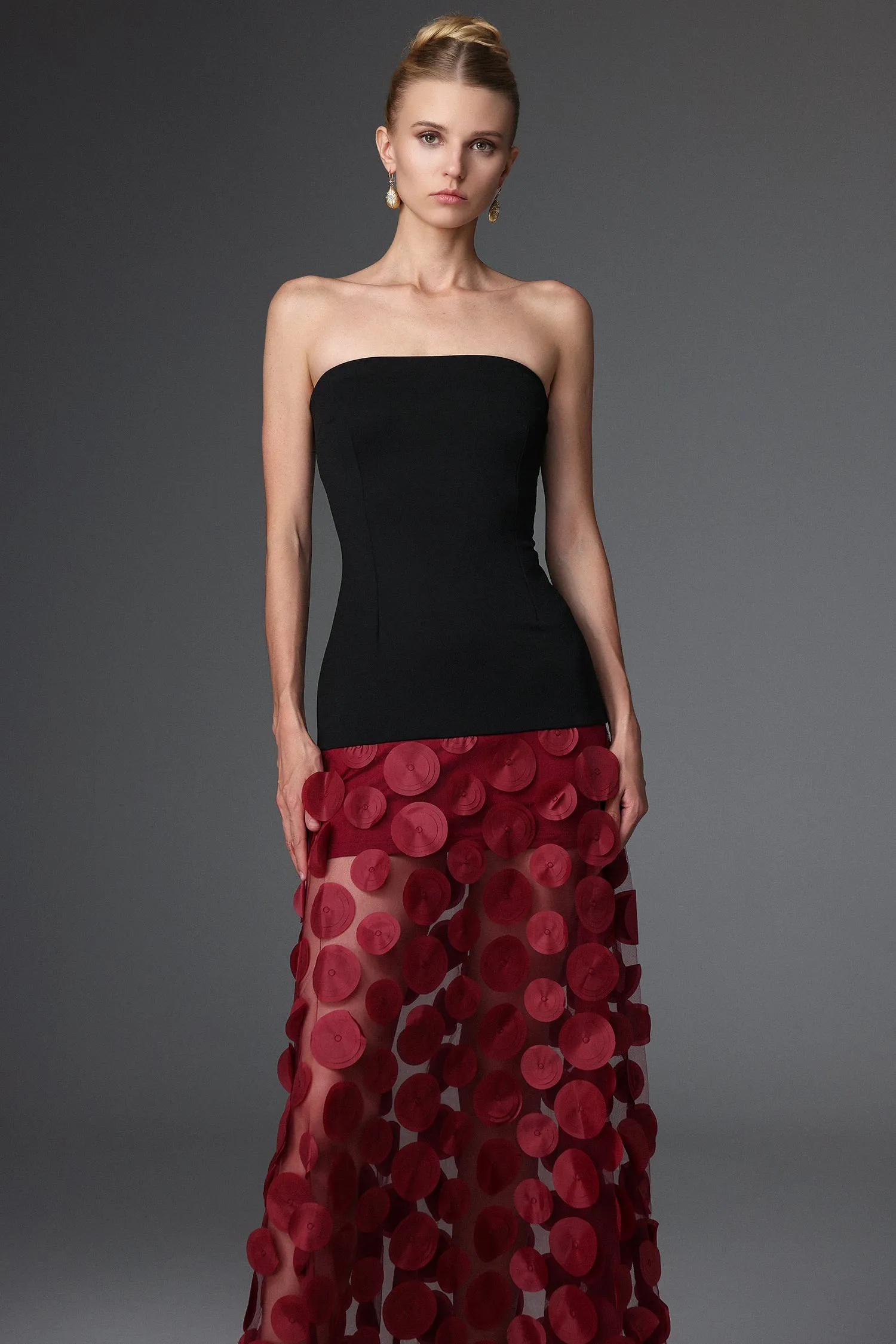 Falzer Sleeveless Netting Wafer Maxi Dress by Bella Barnett sold by Goddiva product image thumbnail 3