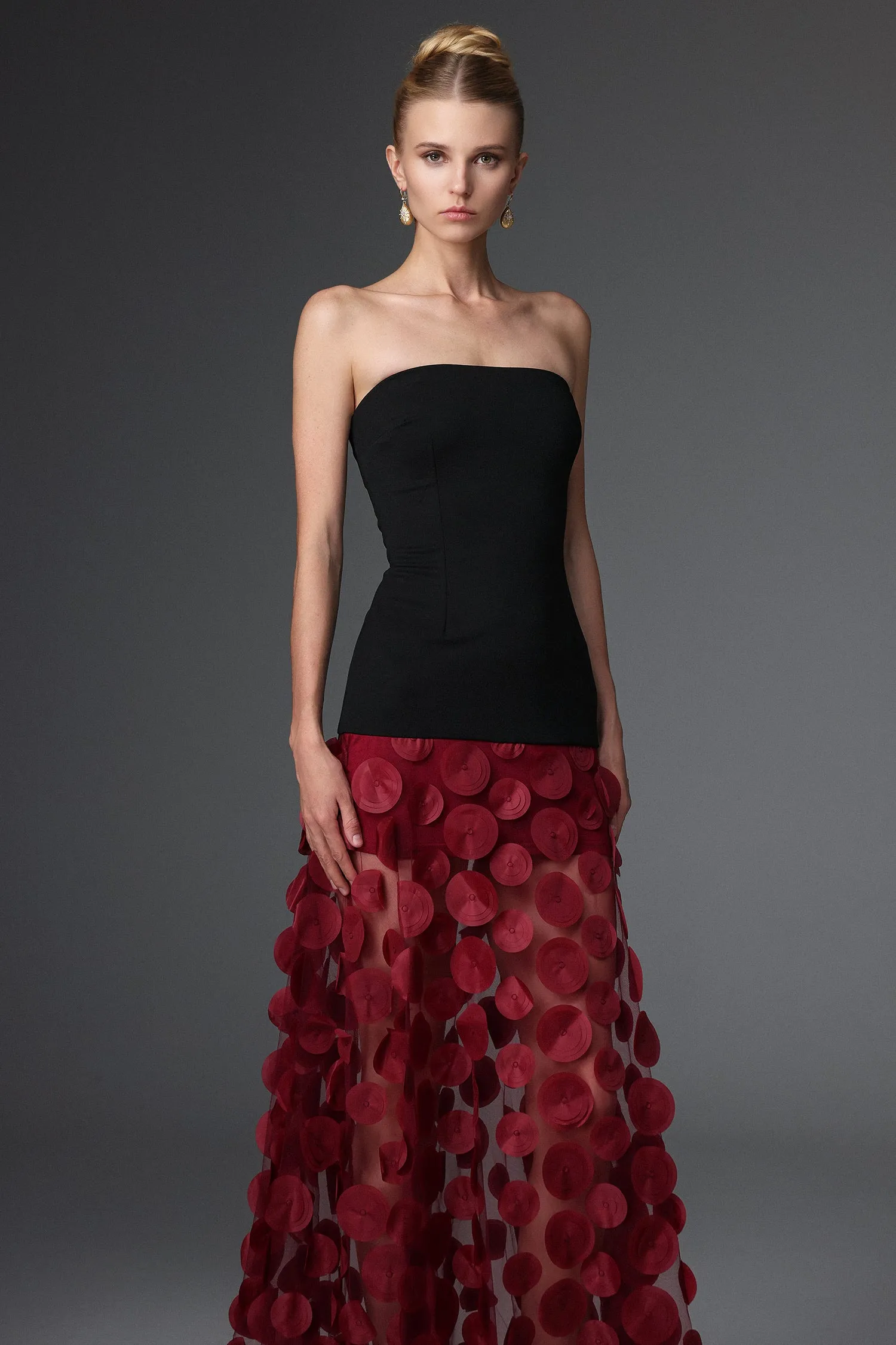 Falzer Sleeveless Netting Wafer Maxi Dress by Bella Barnett sold by Goddiva product image thumbnail 4