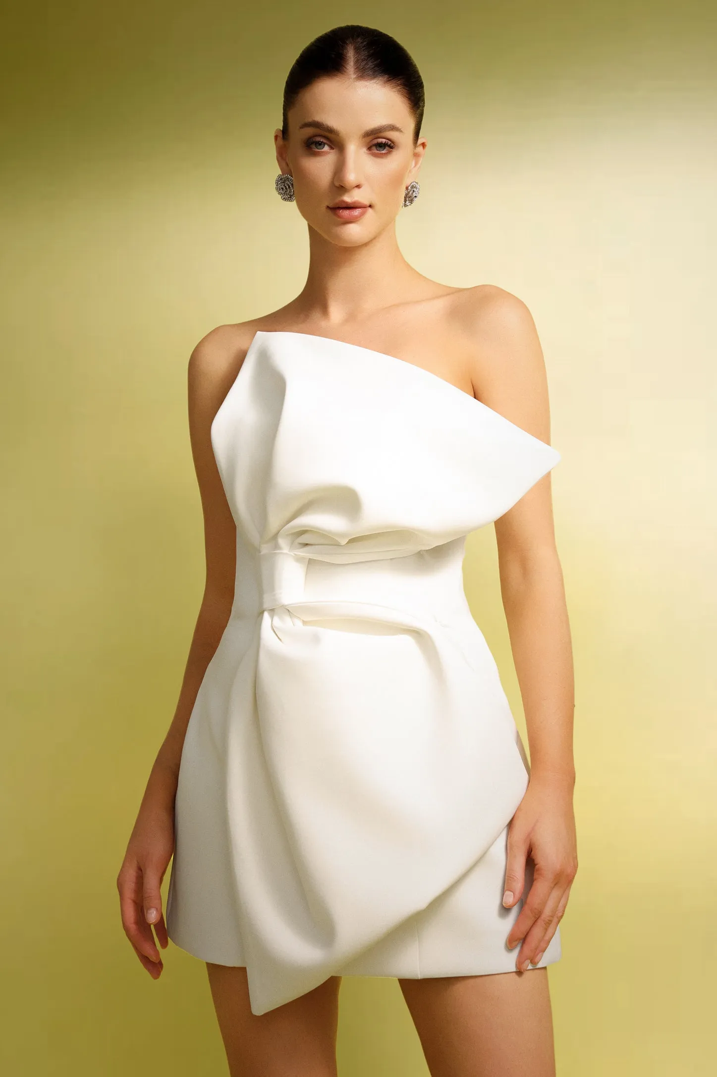 Yeney Sleeveless Irregular Bow Mini Dress by Bella Barnett sold by Goddiva product image thumbnail 3