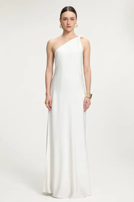 Tie Shoulder Satin Maxi Dress by Skye&Iris sold by Goddiva