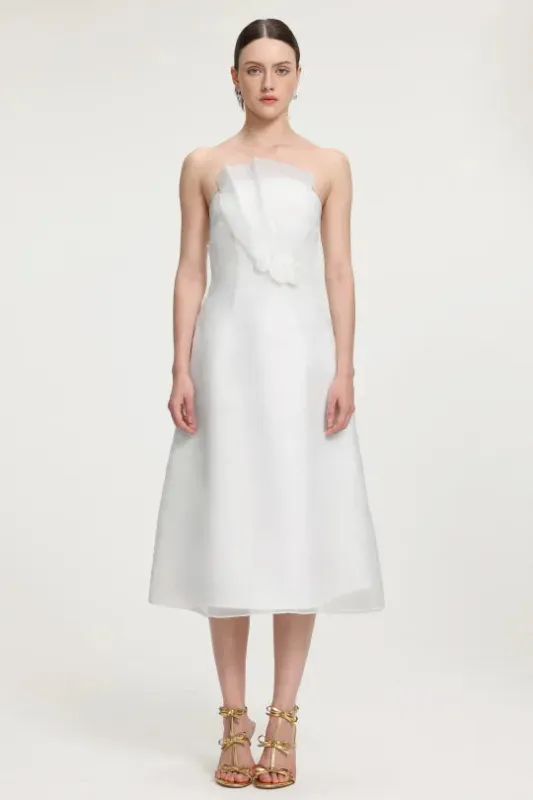 Ruffled Organza Midi Dress by Skye&Iris sold by Goddiva