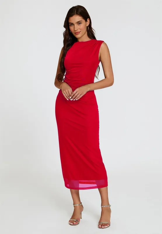 Mesh Maxi Dress In Red by FS Collection sold by Goddiva