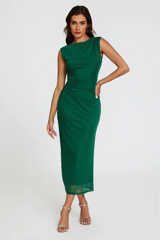 Mesh Maxi Dress In Green by FS Collection sold by Goddiva