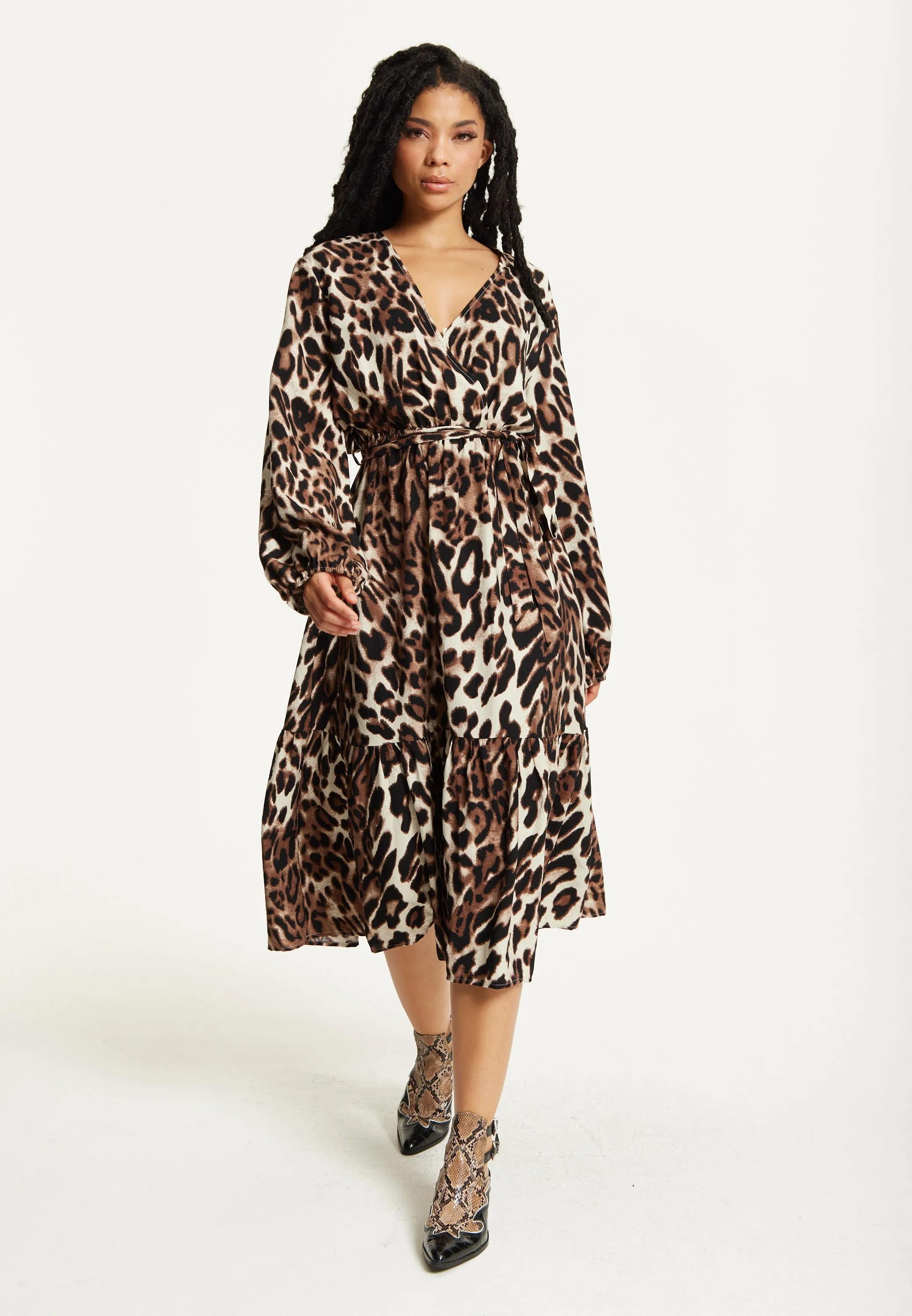 Leopard Print Long Sleeve Midi Dress by Liquorish sold by Goddiva product image thumbnail 5