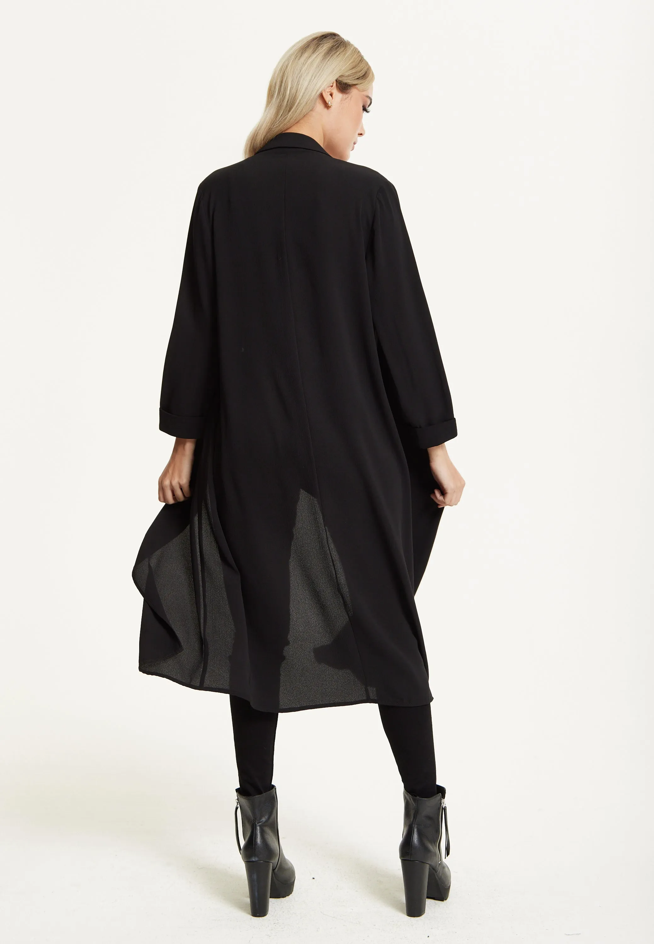 Black Waterfall Duster Coat by Liquorish sold by Goddiva product image thumbnail 4