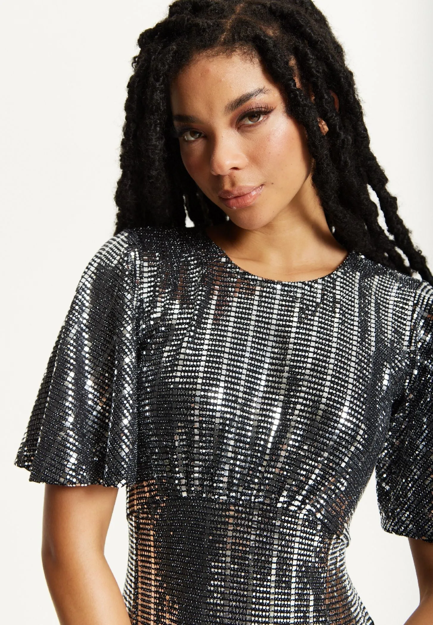 Silver Sequin Midi Party Dress by Liquorish sold by Goddiva product image thumbnail 4