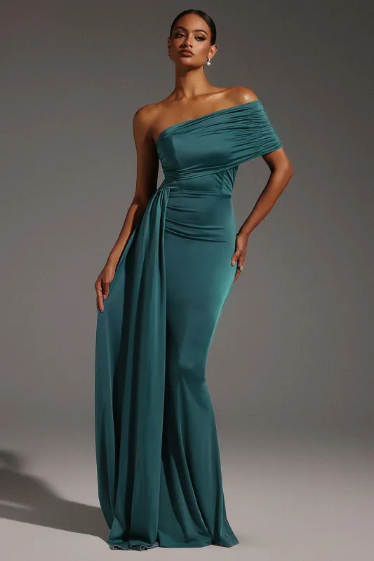 Ethel Sleeveless One Shoulder Fold Maxi Dress by Bella Barnett sold by Goddiva