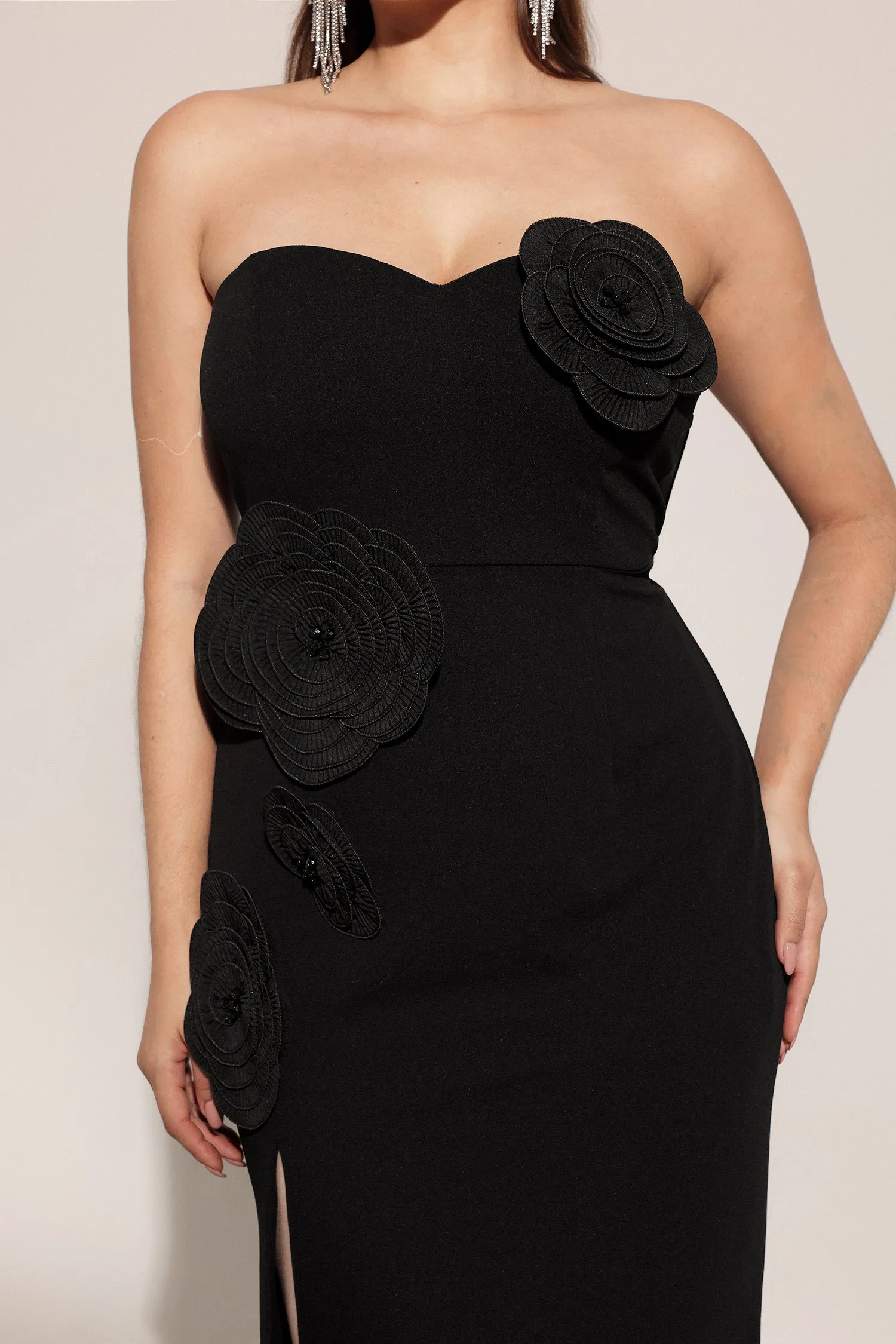 Stretchy Sleeveless Flowers Slit Bandage Maxi Dress by Bella Barnett sold by Goddiva product image thumbnail 5