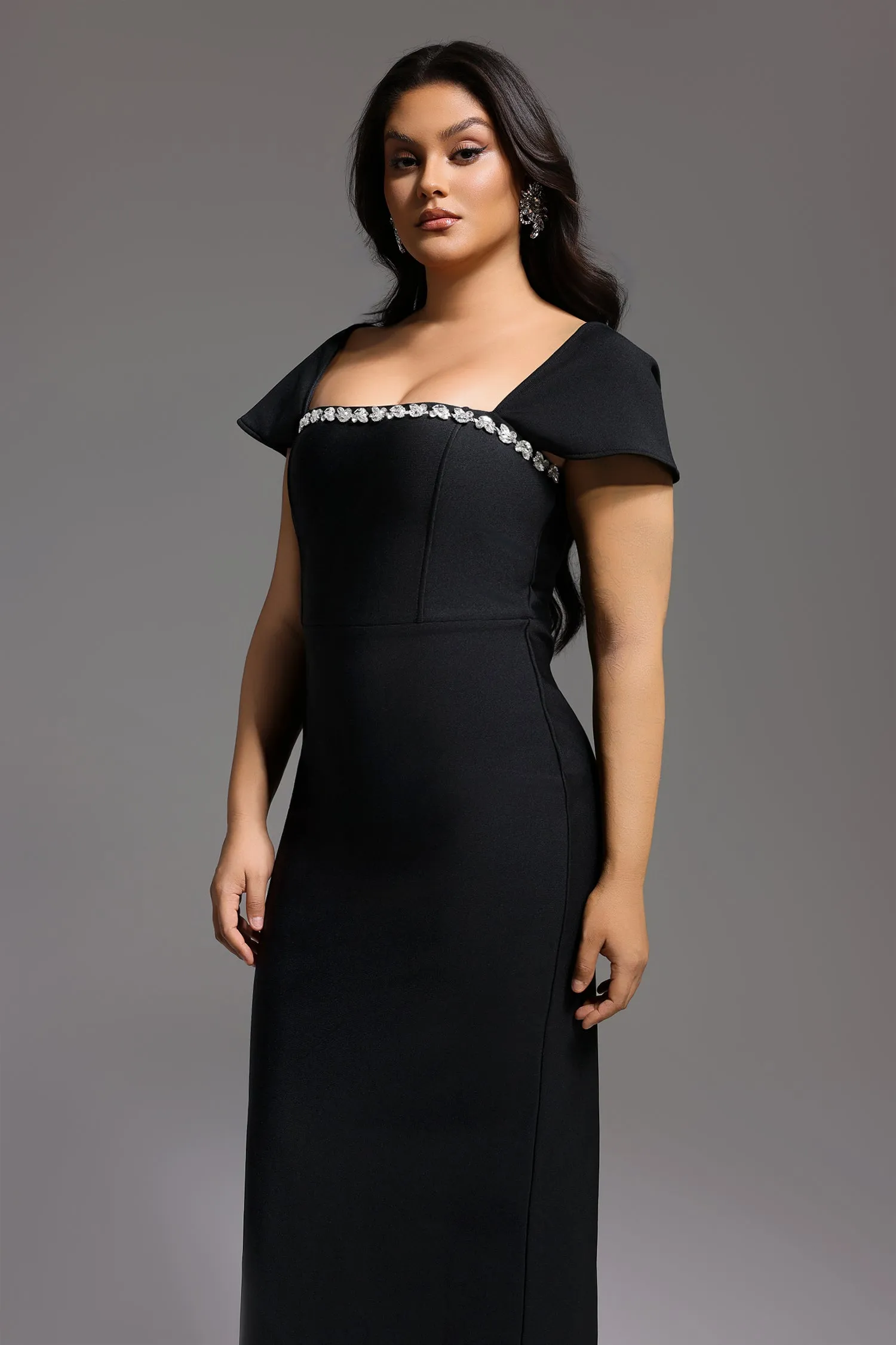 Romelle Short Sleeve Diamond Bandage Maxi Dress by Bella Barnett sold by Goddiva product image thumbnail 4