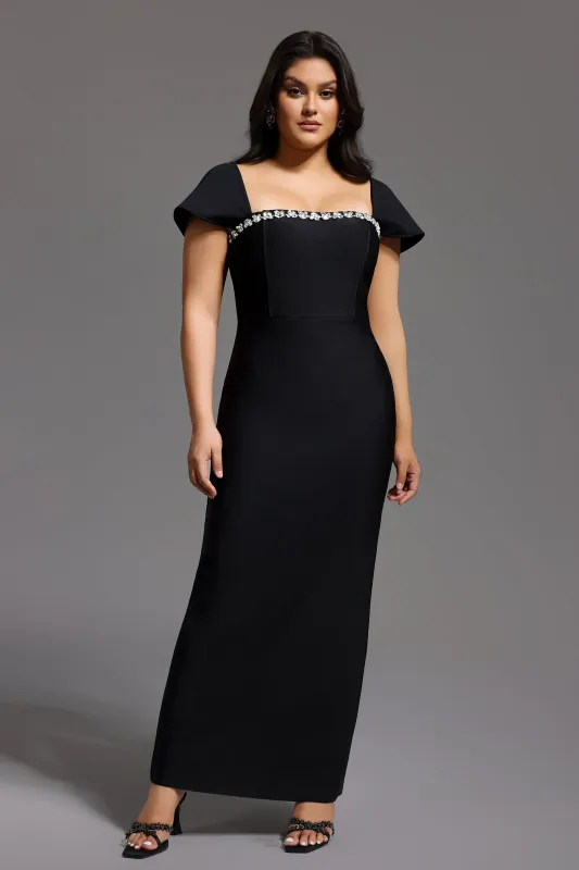 Romelle Short Sleeve Diamond Bandage Maxi Dress by Bella Barnett sold by Goddiva