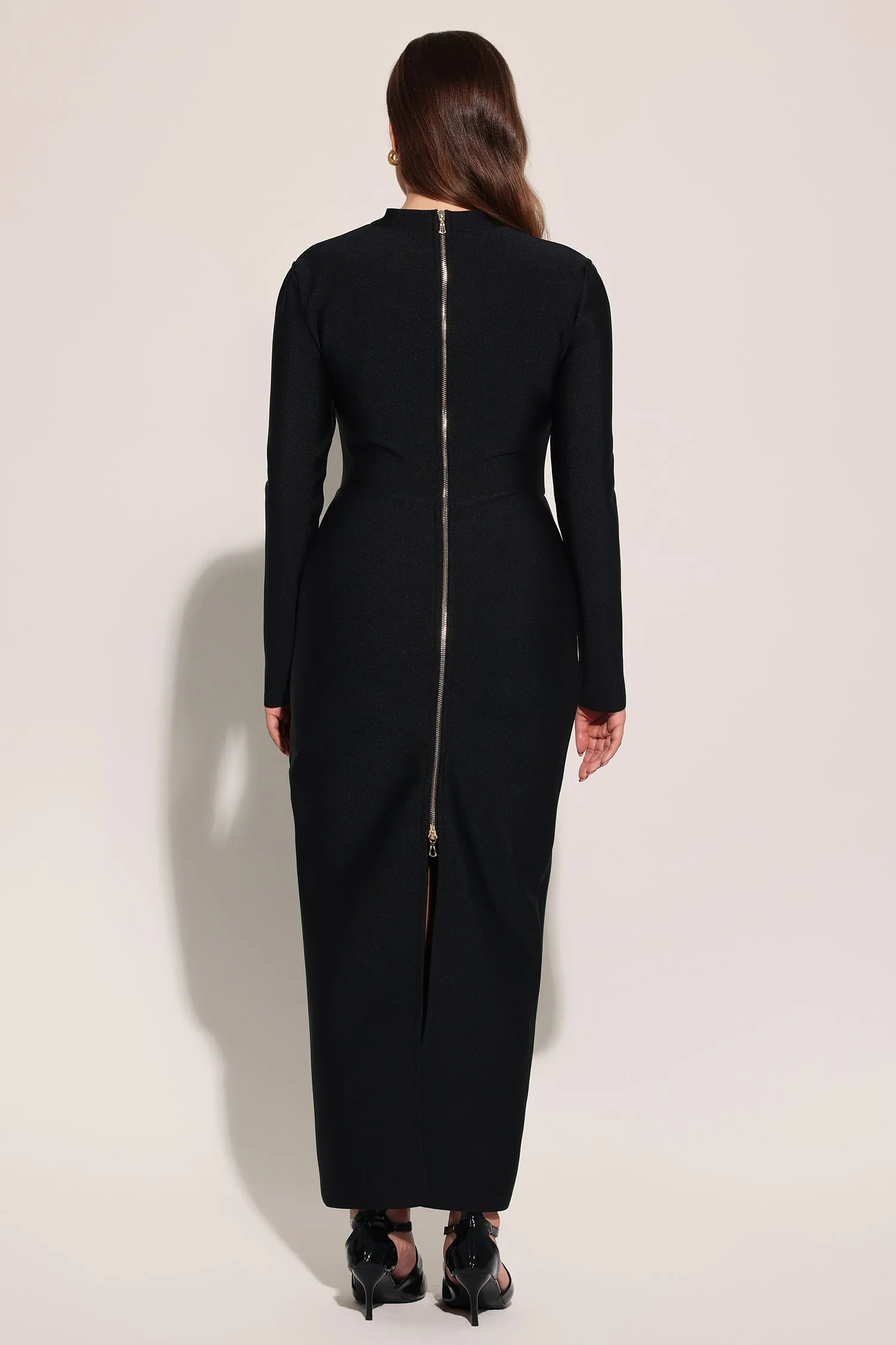 Lave Long Sleeves Hollow Out Bandage Maxi Dress by Bella Barnett sold by Goddiva product image thumbnail 4