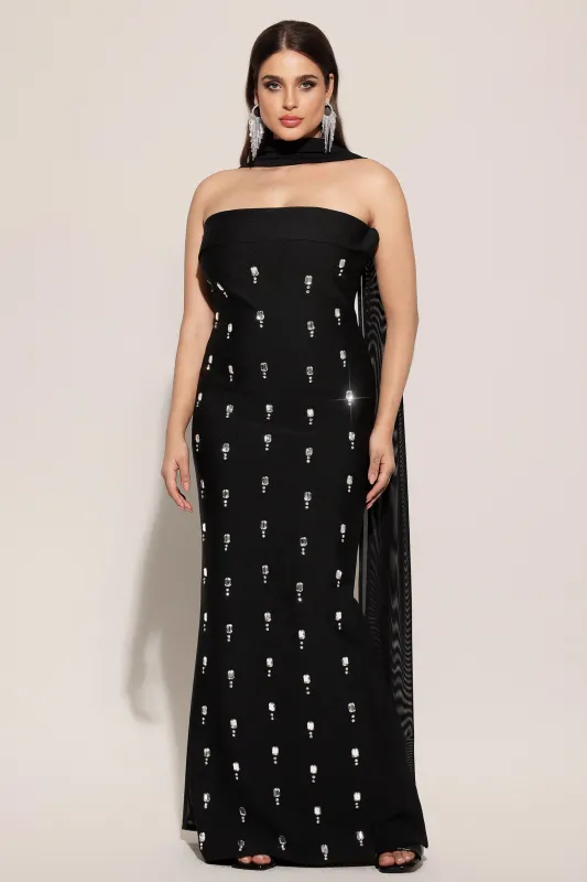 Nadja Sleeveless Diamond Bunting Bandage Maxi Dress by Bella Barnett sold by Goddiva