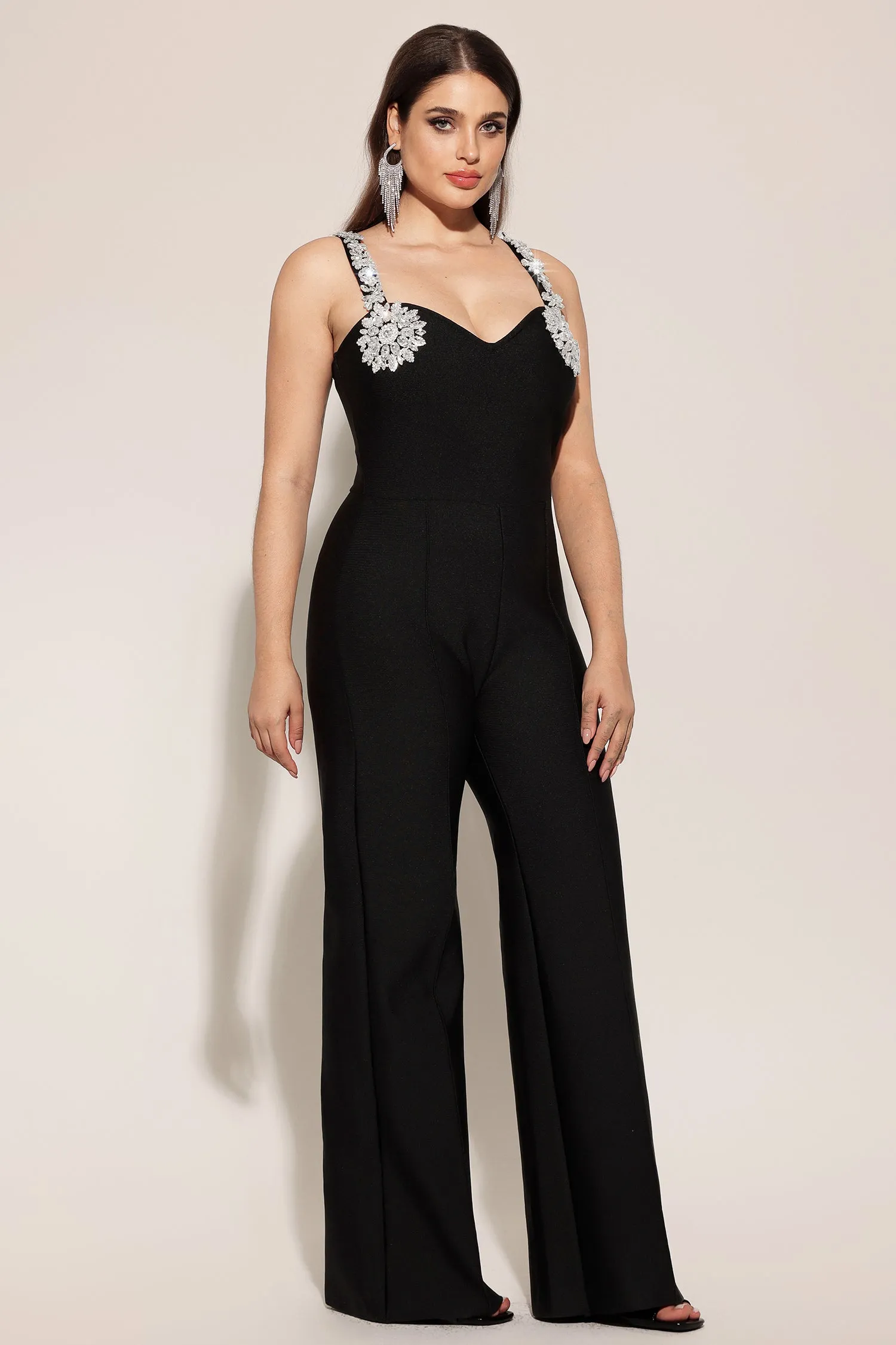 Tearnie Sleeveless Diamond Bandage Maxi Jumpsuit by Bella Barnett sold by Goddiva product image thumbnail 3