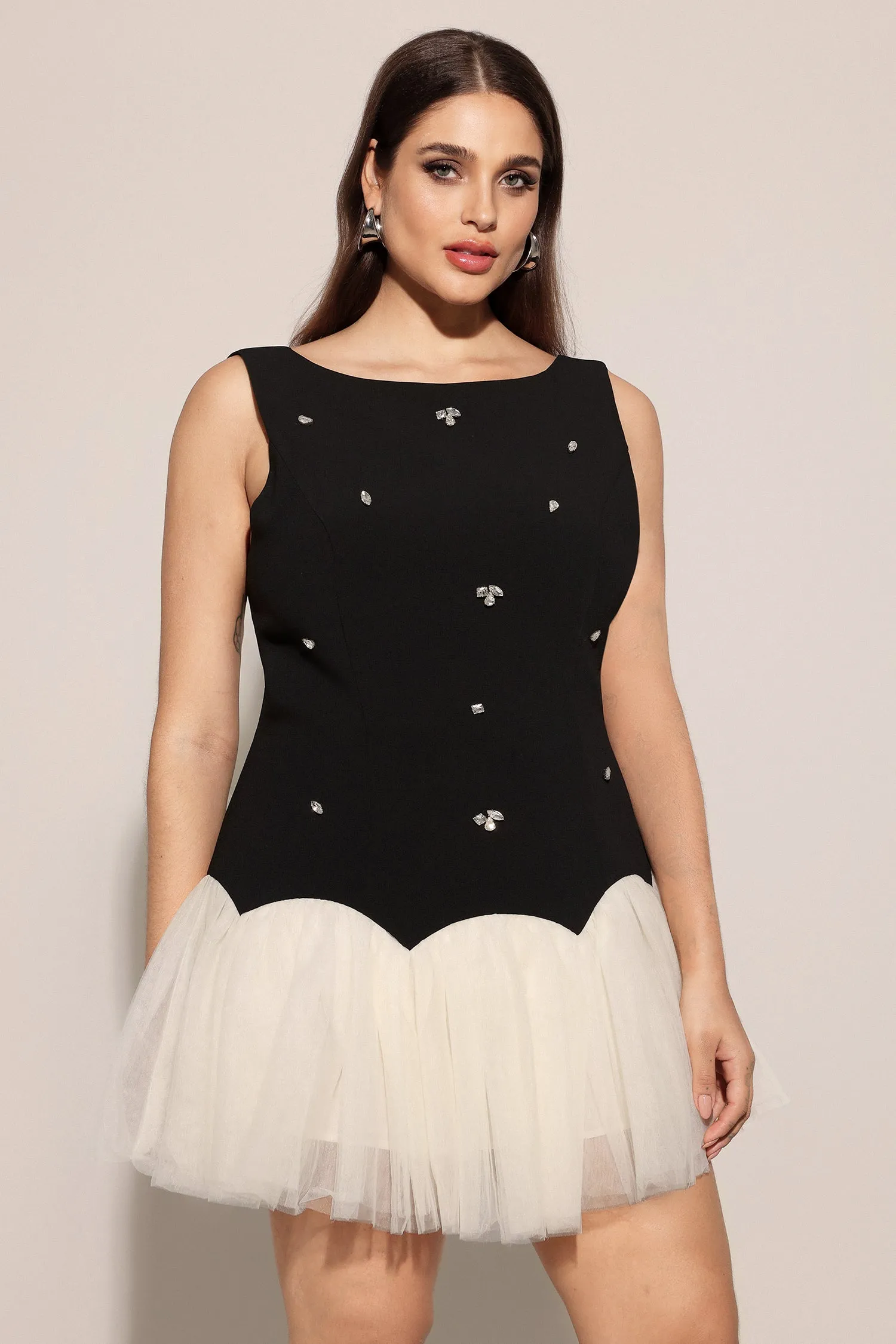 Salamo Sleeveless Diamond Mini Dress by Bella Barnett sold by Goddiva product image thumbnail 4