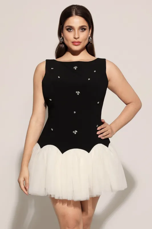 Salamo Sleeveless Diamond Mini Dress by Bella Barnett sold by Goddiva