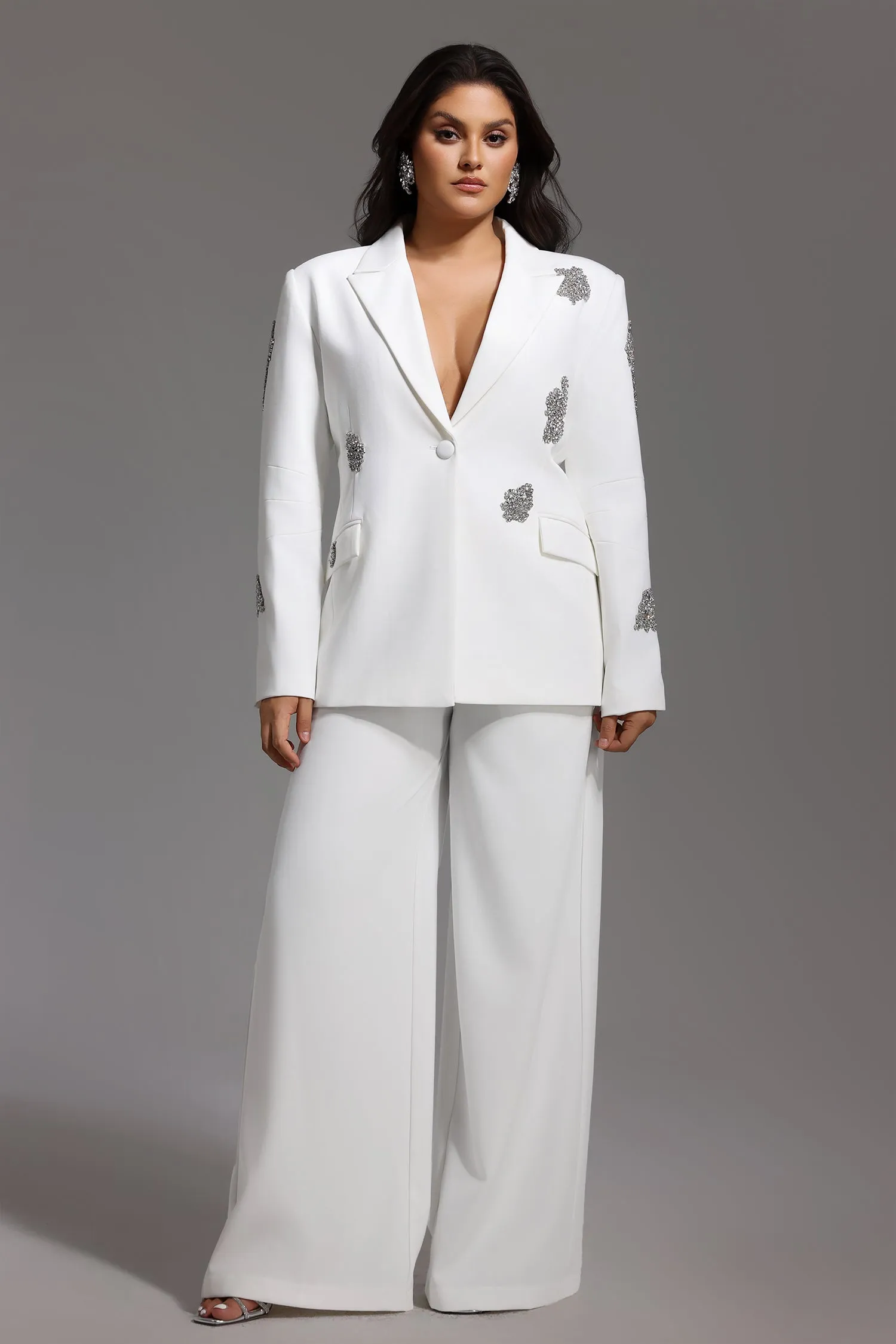 Winee Diamante Blazer Set by Bella Barnett sold by Goddiva