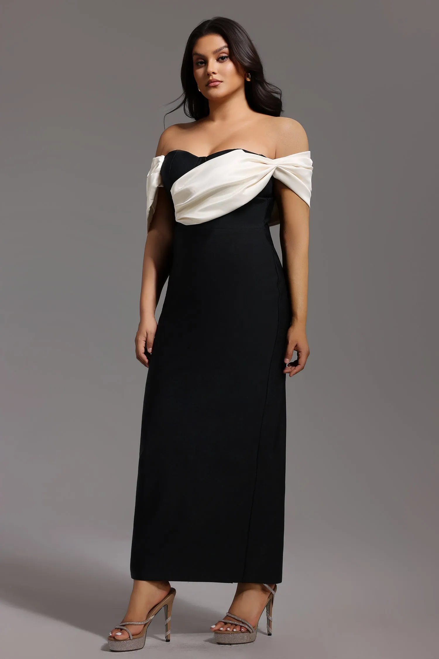 Lala Off-The-Shoulder Fold Bandage Maxi Dress by Bella Barnett sold by Goddiva product image thumbnail 2