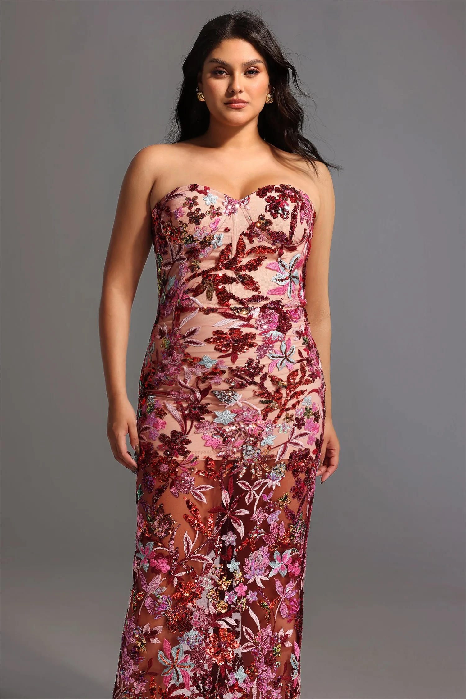 Lilya Off-the-Shoulder Embroidery Sequin Maxi Dress by Bella Barnett sold by Goddiva product image thumbnail 3