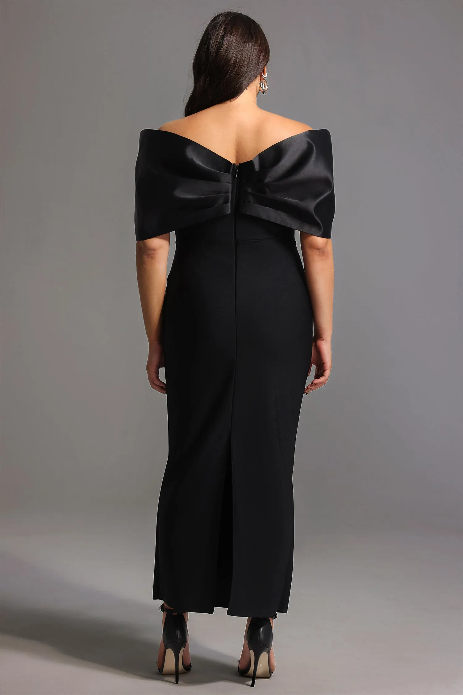 Soloma Off-the-Shoulder Diamond Maxi Dress by Bella Barnett sold by Goddiva product image thumbnail 5