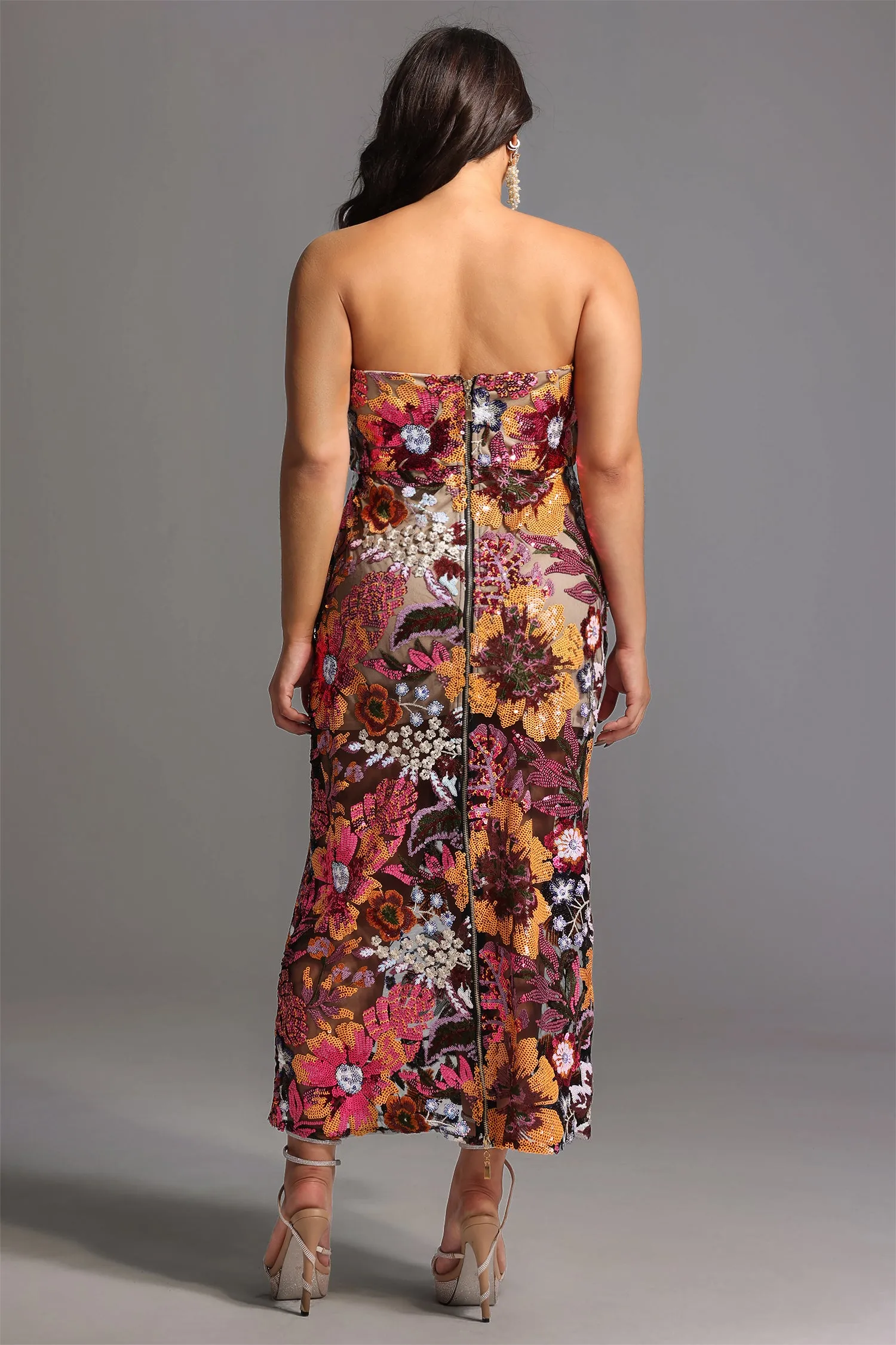 Satu Floral Glitter Maxi Dress by Bella Barnett sold by Goddiva product image thumbnail 5