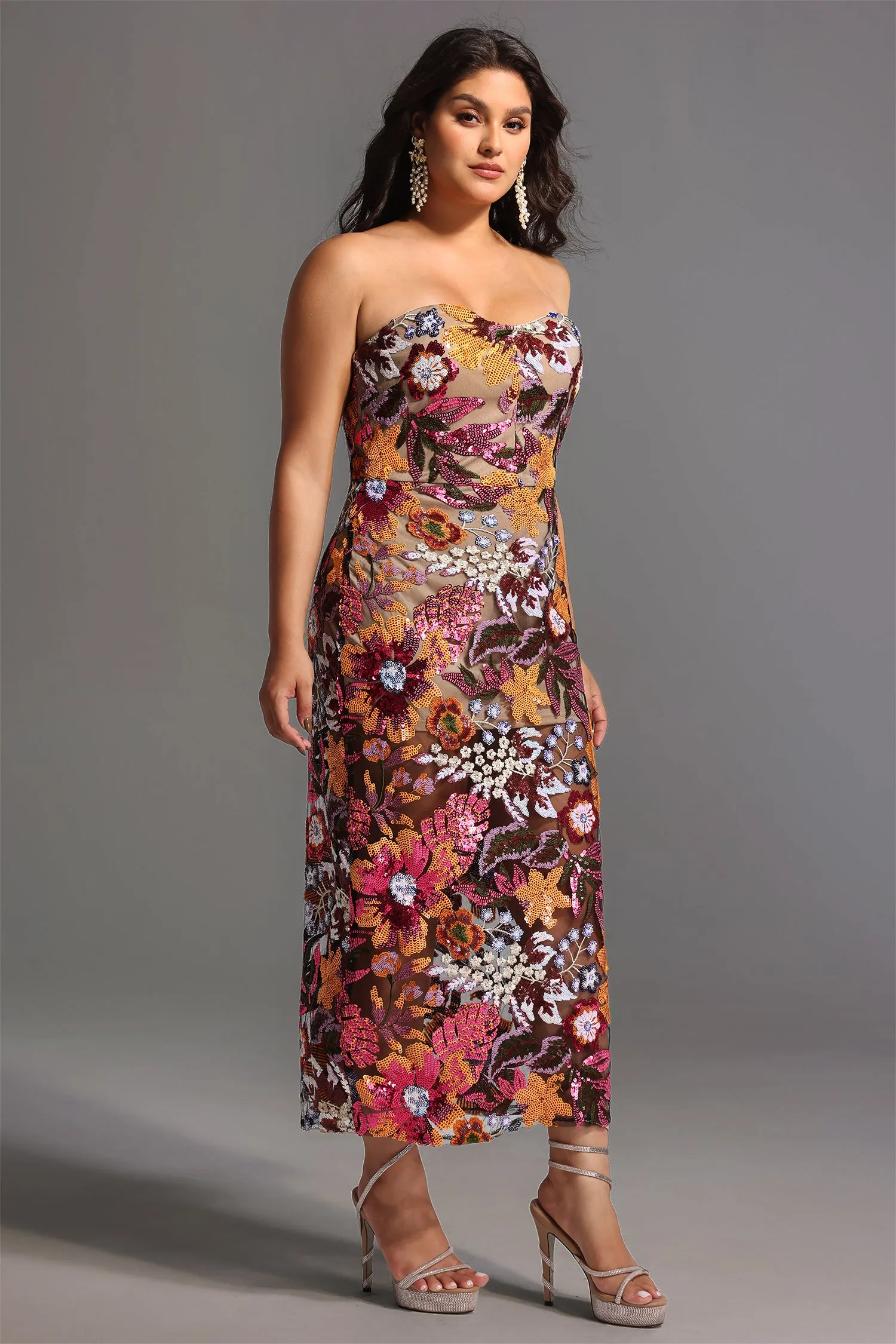 Satu Floral Glitter Maxi Dress by Bella Barnett sold by Goddiva product image thumbnail 3