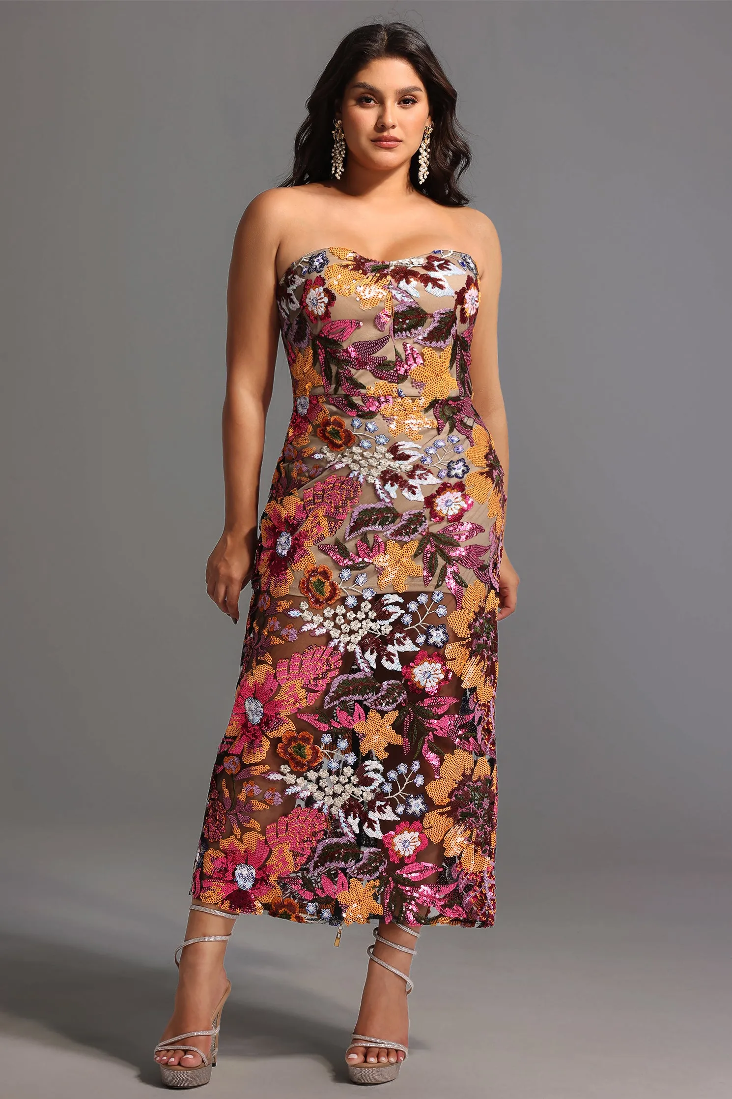 Satu Floral Glitter Maxi Dress by Bella Barnett sold by Goddiva