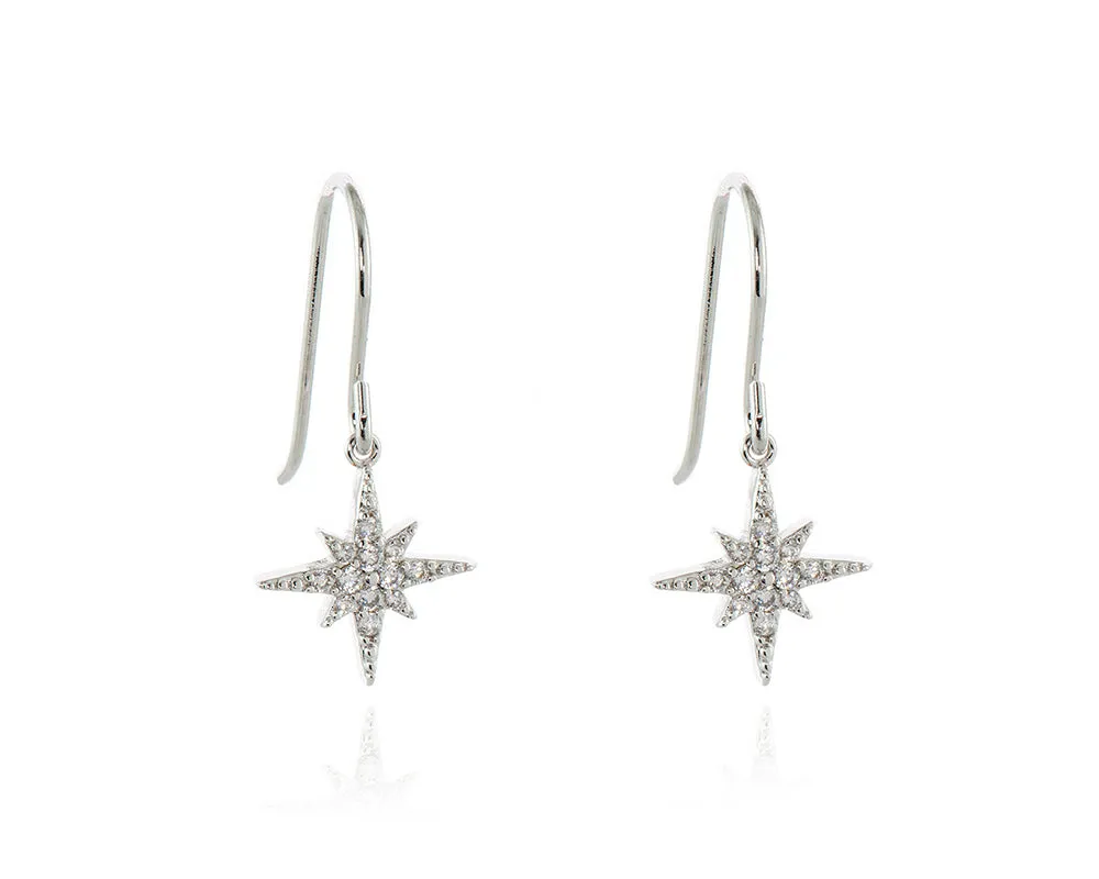 North Star Silver French Wire Earrings by Cachet London sold by Goddiva
