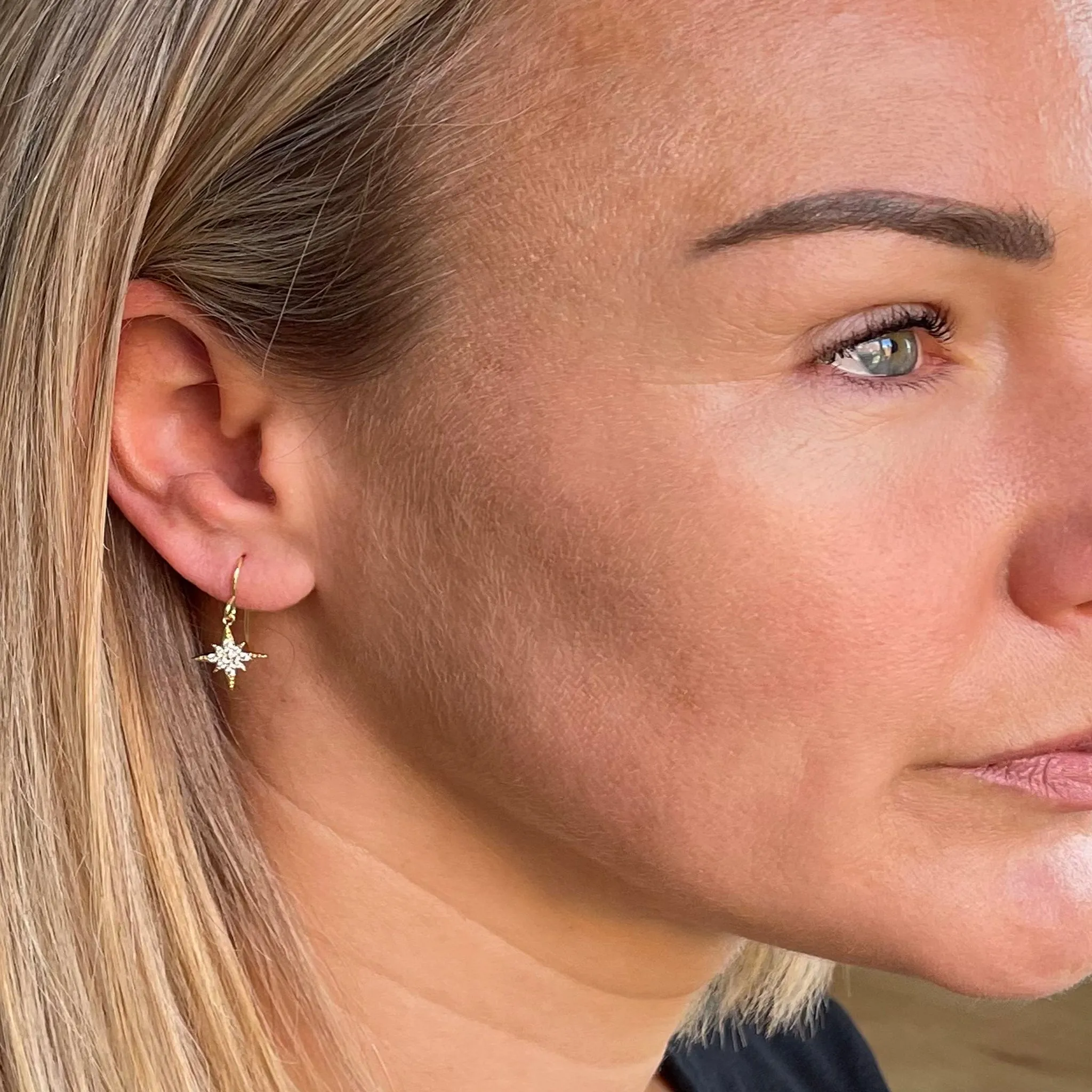 North Star Gold French Wire Earrings by Cachet London sold by Goddiva product image thumbnail 2