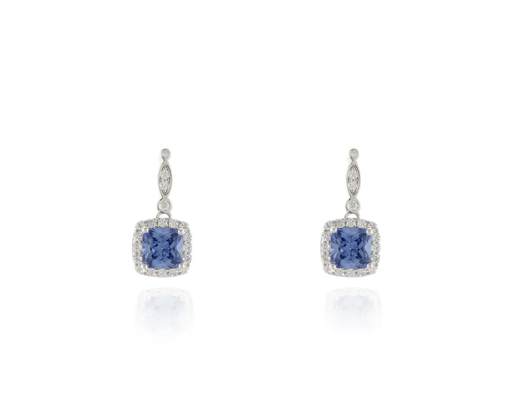 Tanis Silver Tanzanite Earrings by Cachet London sold by Goddiva