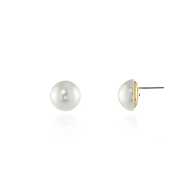 Bibi 12mm Pearl Gold  Earrings by Cachet London sold by Goddiva